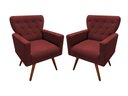 Ver imagem 1 de Kit 2 Poltronas Decorativa Aurora Suede Marsala Pés Madeira Mz Decor