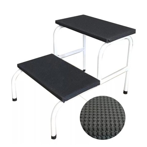 Escada Clínica de 2 Degraus Branca Esmaltada Tubo 3/4 com Piso em Mdf Medcombo Escada Clínica 02 Deg