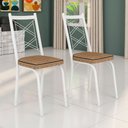 Ver imagem 2 de Kit 4 Cadeiras de Cozinha Delaware Estampado Rattan Bege Pés de Ferro Branco - Pallazio