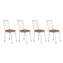 Ver imagem 1 de Kit 4 Cadeiras de Cozinha Delaware Estampado Rattan Bege Pés de Ferro Branco - Pallazio