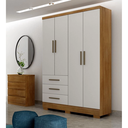 Ver imagem 1 de Guarda Roupa Solteiro com Pés 4 Portas 3 Gavetas - Encant - Novo Horizonte - Cumaru Fendi