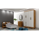 Ver imagem 5 de Guarda Roupa Solteiro com Pés 4 Portas 3 Gavetas - Encant - Novo Horizonte - Cumaru Fendi