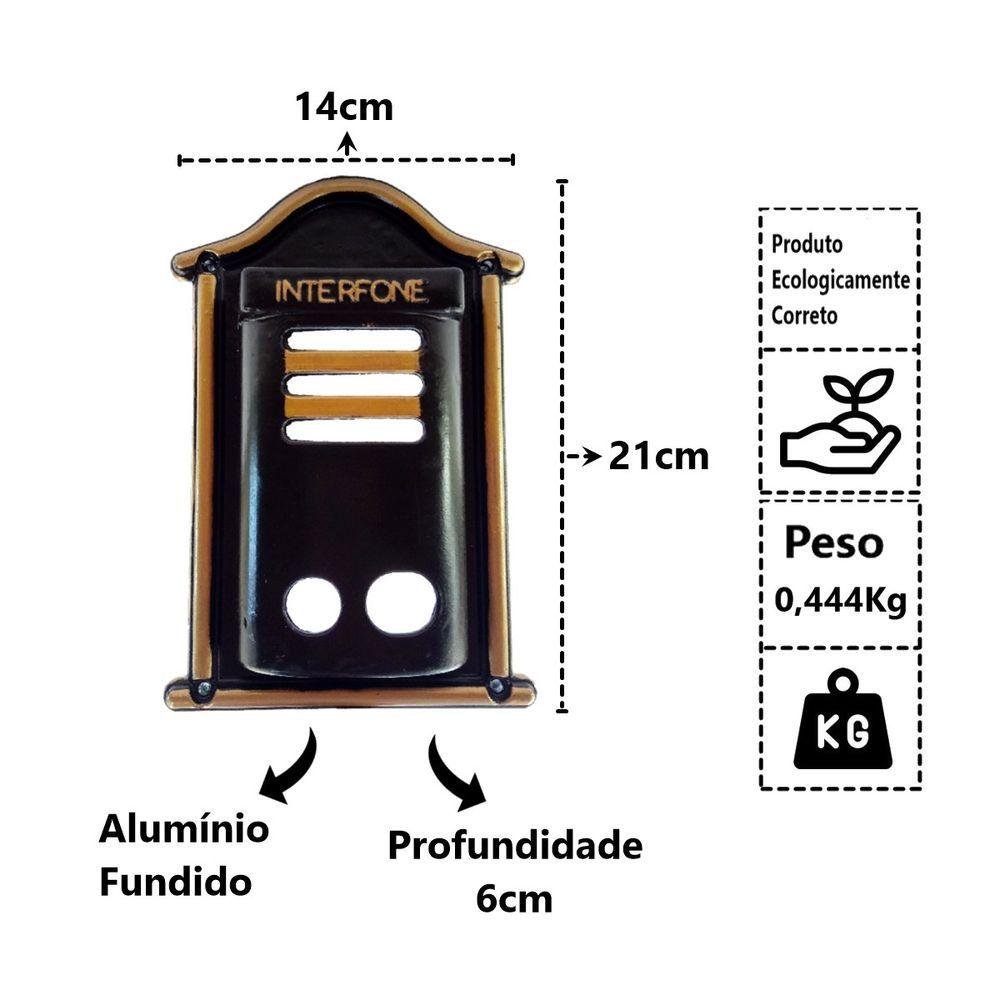 Protetor Interfone Caixa de Alumínio Fundido Ouro 21x14x6cm - 2