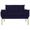 Ver imagem 5 de Poltrona Sofá Luxo Base Metal Dourado Recepção Escritório Cor:azul Marinho