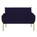 Ver imagem 2 de Poltrona Sofá Luxo Base Metal Dourado Recepção Escritório Cor:azul Marinho