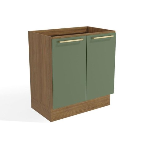 Balcão de Cozinha Botanic M623 C- 2 Portas S-tampo 80cm Nogueira-verde Oliva - Kappesberg
