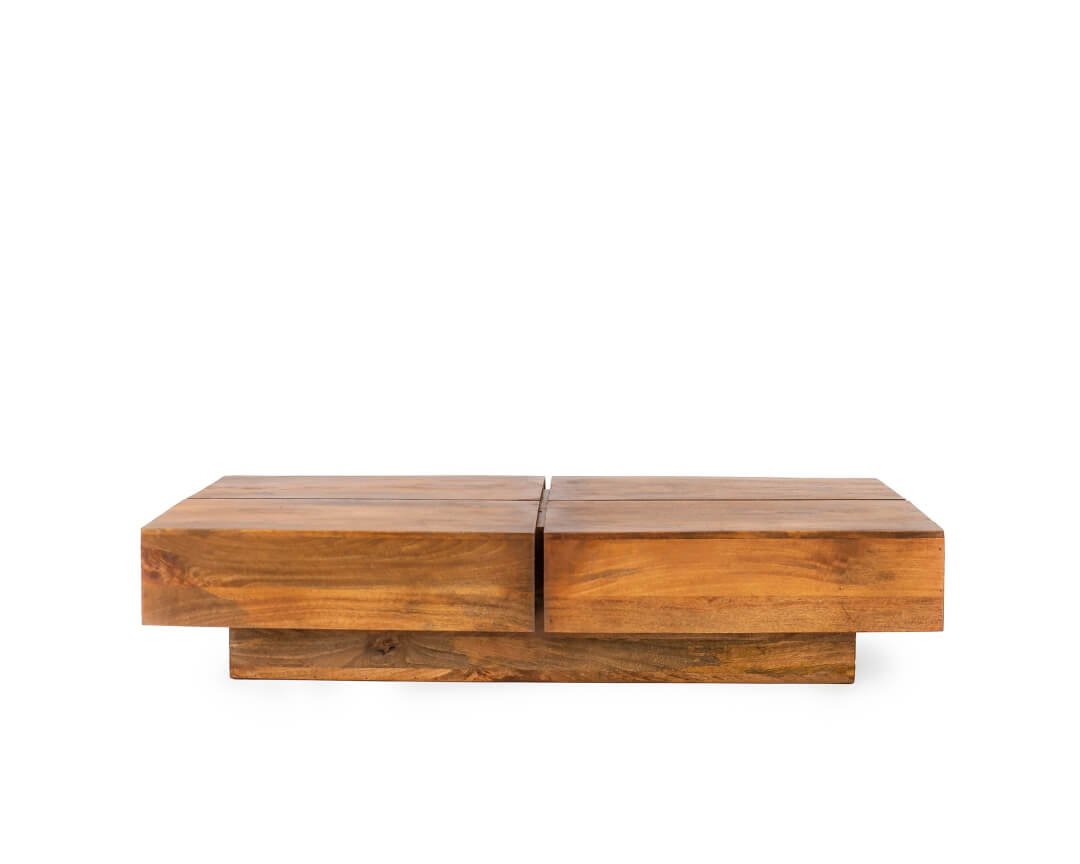 Mesa de Centro em Madeira com Acabamento Natural Liso - 12