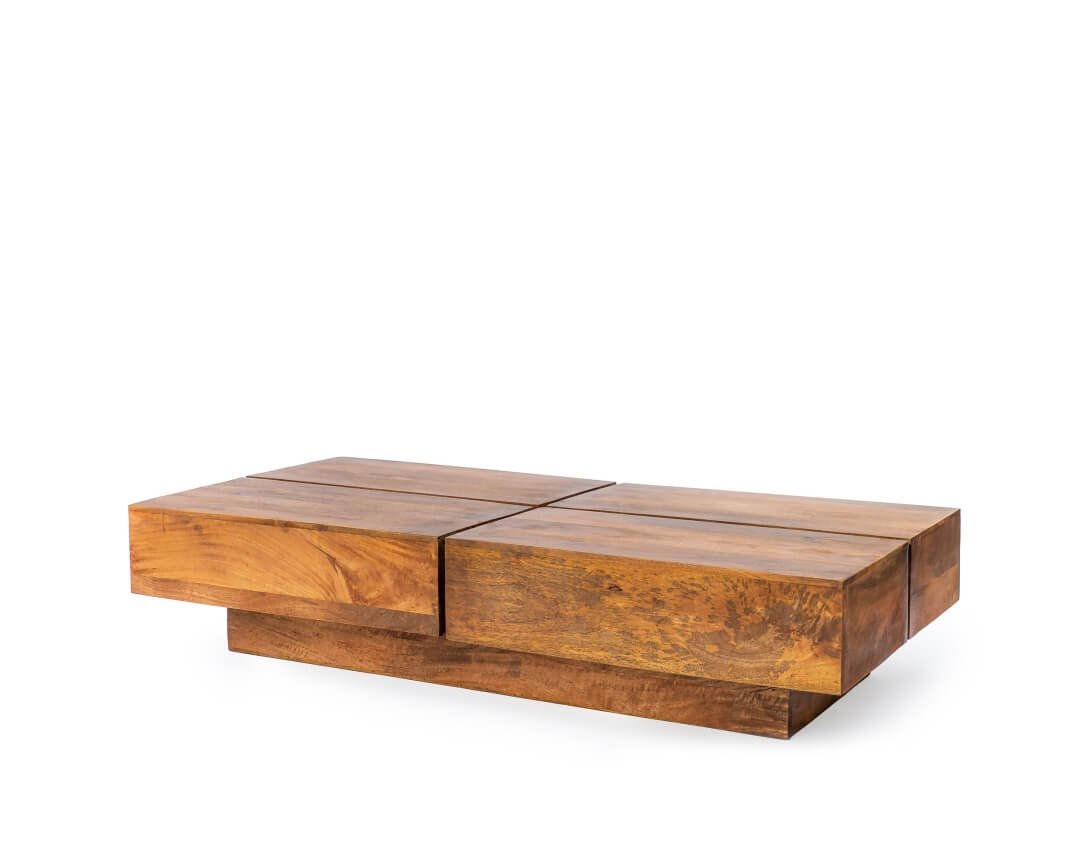 Mesa de Centro em Madeira com Acabamento Natural Liso - 15