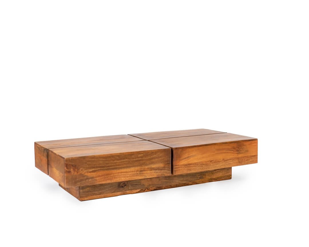 Mesa de Centro em Madeira com Acabamento Natural Liso - 1