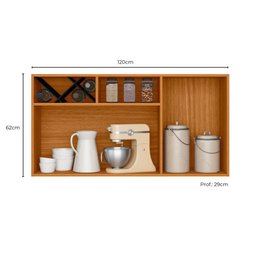 Armário Aéreo 120cm 02 Portas Ravena Nicho com Adega Poliman - 5