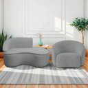 Ver imagem 1 de Kit Divã Recamier Orgânico Marrocos 150cm Lado Direito e 1 Poltronas Amore Bouclé