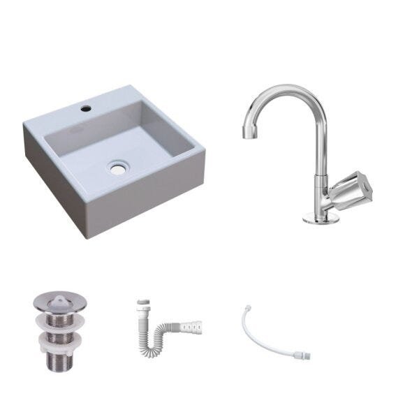 Kit Cuba Q355 Torneira C50 Válvula 1 Polegada ABS Sifão PVC Flexível Compace - 2