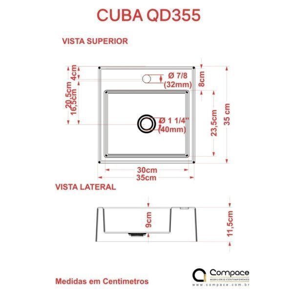 Kit Cuba Q355 Torneira C50 Válvula 1 Polegada ABS Sifão PVC Flexível Compace - 8