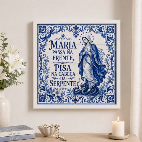 Quadro Maria Passa Frente Serpente 33x33cm Mold Branca Vidro