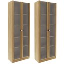 Ver imagem 1 de Kit 2 Armários Escritório 2 Portas de Vidro 4 Prateleiras Cannes 171x59cm T01 Amêndoa - Lyam