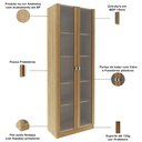 Ver imagem 3 de Kit 2 Armários Escritório 2 Portas de Vidro 4 Prateleiras Cannes 171x59cm T01 Amêndoa - Lyam
