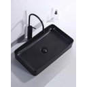 Ver imagem 1 de Cuba de Cerâmica Sobrepor Apoio Banheiro Pia 61x45 Cm Preta