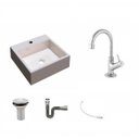 Ver imagem 2 de Kit Cuba Q355 com Torneira 1198 Metal e Válvula 1 Polegada e Sifão Cromado e Flexível Compace