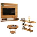 Ver imagem 1 de Painel para Tv Suspenso Evo com Mesa de Centro Sky e Aparador Infinity Cinamomo Off White – Hb Móvei