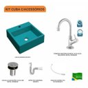 Ver imagem 3 de Kit Cuba Q355 com Torneira 1198 Metal e Válvula Click 1 Polegada B e Sifão Pvc e Flexível Compace