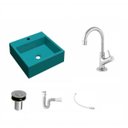 Ver imagem 2 de Kit Cuba Q355 com Torneira 1198 Metal e Válvula Click 1 Polegada B e Sifão Pvc e Flexível Compace