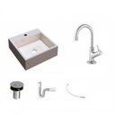 Ver imagem 2 de Kit Cuba Q355 com Torneira 1198 Metal e Válvula Click 1 Polegada B e Sifão Pvc e Flexível Compace