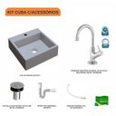Ver imagem 3 de Kit Cuba Q355 com Torneira 1198 Metal e Válvula Click 1 Polegada B e Sifão Pvc e Flexível Compace