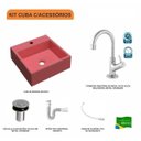 Ver imagem 3 de Kit Cuba Q355 com Torneira 1198 Metal e Válvula Click 1 Polegada B e Sifão Pvc e Flexível Compace