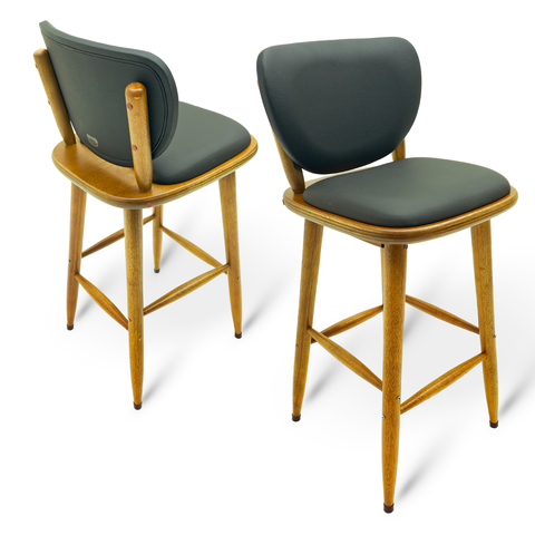 Banqueta Madeira Torneada Estofada 63cm Cor Natural Empório Tambo