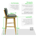 Ver imagem 5 de Banqueta Madeira Torneada Estofada 63cm Cor Natural Empório Tambo
