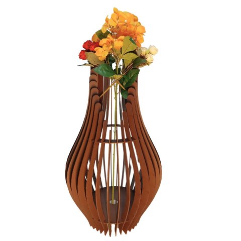 Vaso de Chão Decorativo Grande Andromeda Mdf:marrom/85x30cm