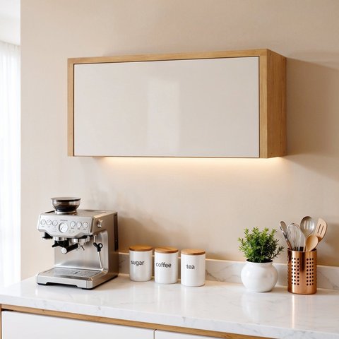 Armário Aéreo de Geladeira 1 Porta MDF 80cm Nobre Marrom/Cinamomo/Off White