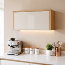 Ver imagem 1 de Armário Aéreo de Geladeira 1 Porta MDF 80cm Nobre Marrom/Cinamomo/Off White