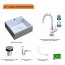 Ver imagem 3 de Kit Cuba Q355 com Torneira 1198 Metal e Válvula Click 1 Polegada B e Sifão Pvc e Flexível Compace