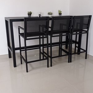 Mesa Bancada com Três Banquetas Moçambique - Alumínio com Tela Sling MÓVEIS E LAZER