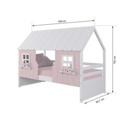Cama Casinha Encantada Madeira Maciça Rosa/ Branco Megamobilia - 3