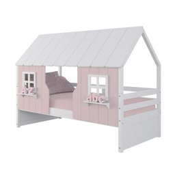 Cama Casinha Encantada Madeira Maciça Rosa/ Branco Megamobilia - 2