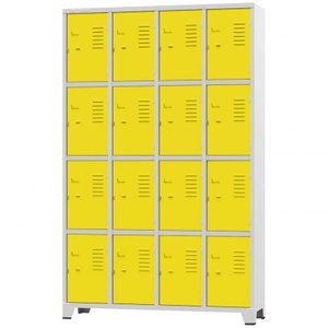 Roupeiro de Aço 16 Portas Cinza com Amarelo - Ultra Móveis
