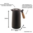 Ver imagem 4 de Garrafa Térmica de Café Nórdica com Cabo de Madeira 1 Litro Botão Click Fosco - Preto