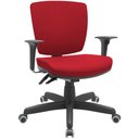 Ver imagem 3 de Kit 03 Cadeiras de Escritório Executiva Giratória Preto Baixa Flexi P03 Poliéster Vermelho - Lyam Ly