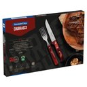 Ver imagem 3 de Jogo de Talheres Jumbo Tramontina Churrasco com Laminas em Aço Inox Vermelho 12 Peças