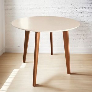 Mesa Veneza Redonda Laqueado 80cm - Off White - Madeira