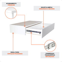 Kit 2 Penteadeira Suspensa Multifuncional Criado C/ Gaveta Organizadora Quarto Branca Preta Versatil - 6