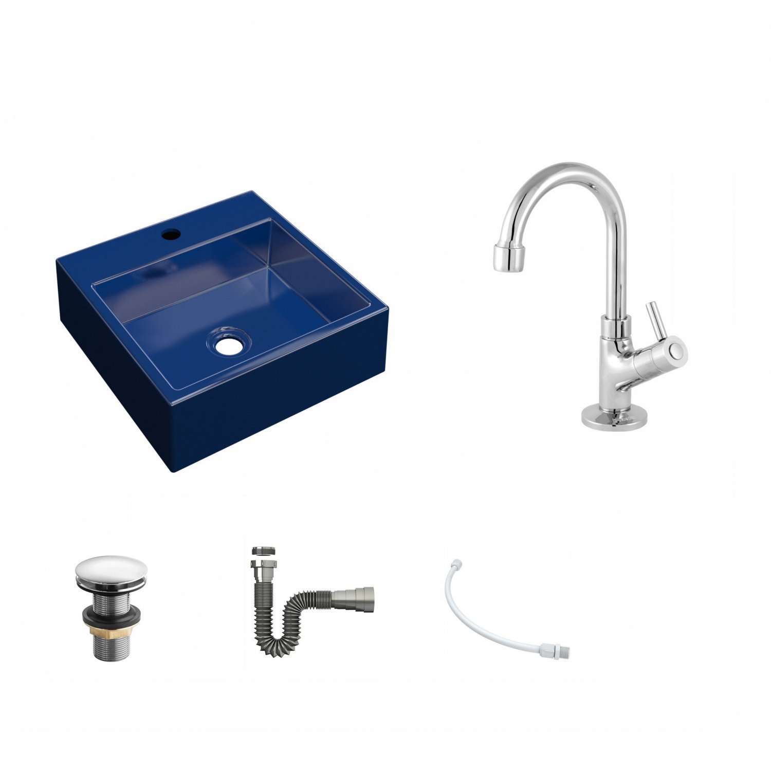 Kit Cuba Q355 Torneira 1198 Metal Válvula Click 1 Polegada G Sifão Cromado Flexível Compace - 2