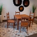 Ver imagem 3 de Conjunto Sala de Jantar Mesa 100x80 Cm 4 Cadeiras Madeira Marin Brasil