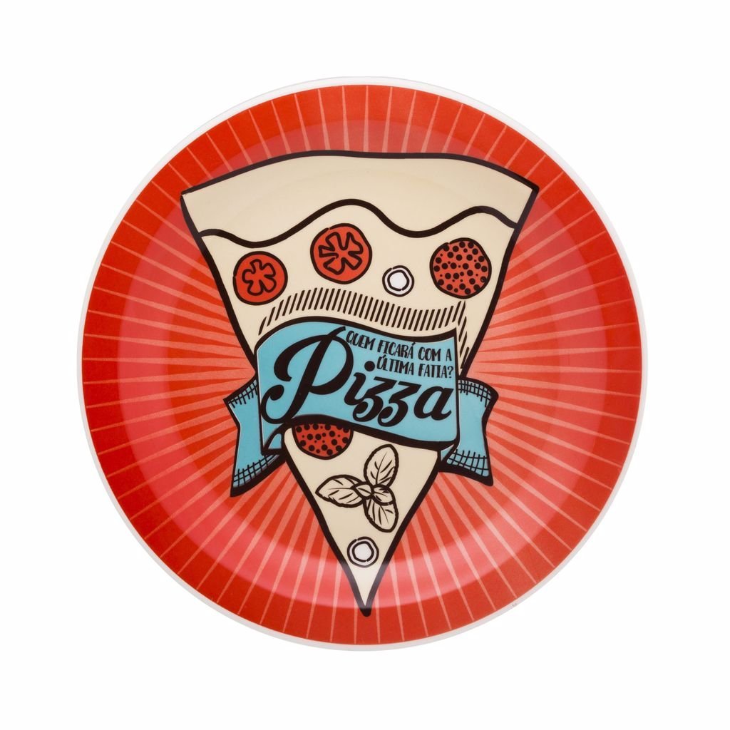 Kit 4 Pratos Rasos Pizza Vermelho Red Oxford® Cerâmica 26cm