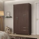 Ver imagem 1 de Conjunto Guarda Roupa e Sapateira Flora 4 Portas 2 Gavetas MDP Café
