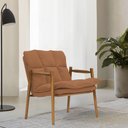 Ver imagem 2 de Poltrona Hermes Base Madeira Castanho Bouclé Terracota - Nexta Casa