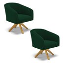 Ver imagem 1 de Poltrona Decorativa Giratória Ma30 Kit 2 Stella Bouclê Verde D03 - D’Rossi