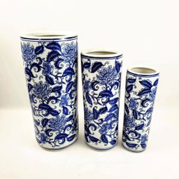 Vaso Porta Guarda Chuva Decorativo Azul e Branco 45/40/34cm - 5